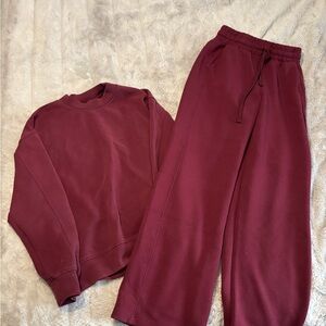 Burgundy Sweatshirt and Sweatpants Set
